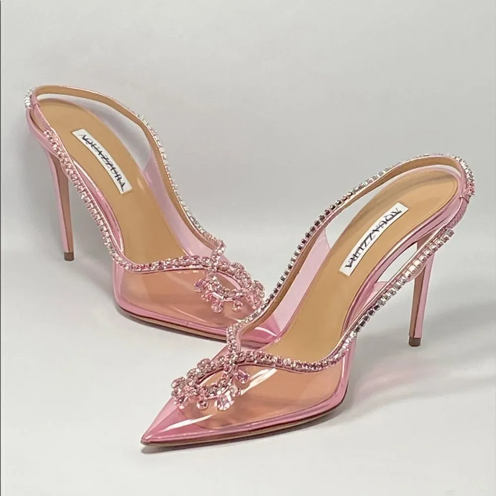 Aquazzura Seduction 105mm crystal-embellished pumps size 38